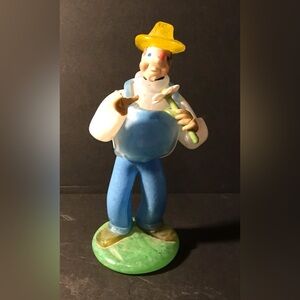 VTG Czech Artisan Zelezny Brod Hand Blown ZBS  Glass “Farmer” Clown Figurine 7”